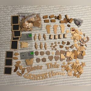 Lot Of Blank Wood Craft Shapes Some Vintage